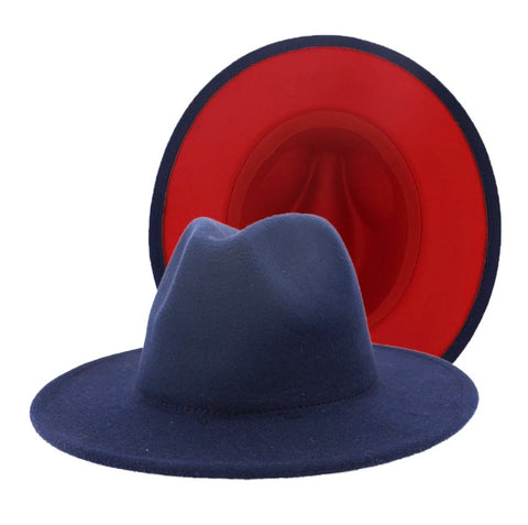 Navy Blue Fedora w/red under brim