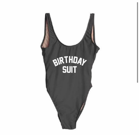 “Birthday Suit” one piece swimsuit