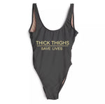 Thick Thighs Swimsuit (Black/Gold)